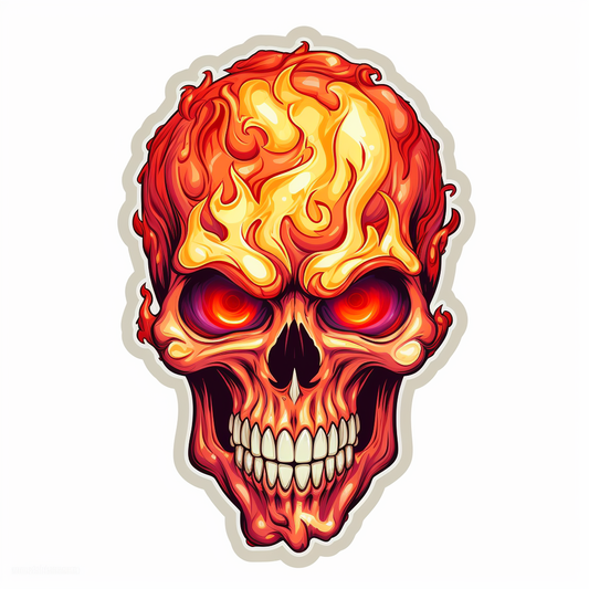 Flaming Skull Sticker